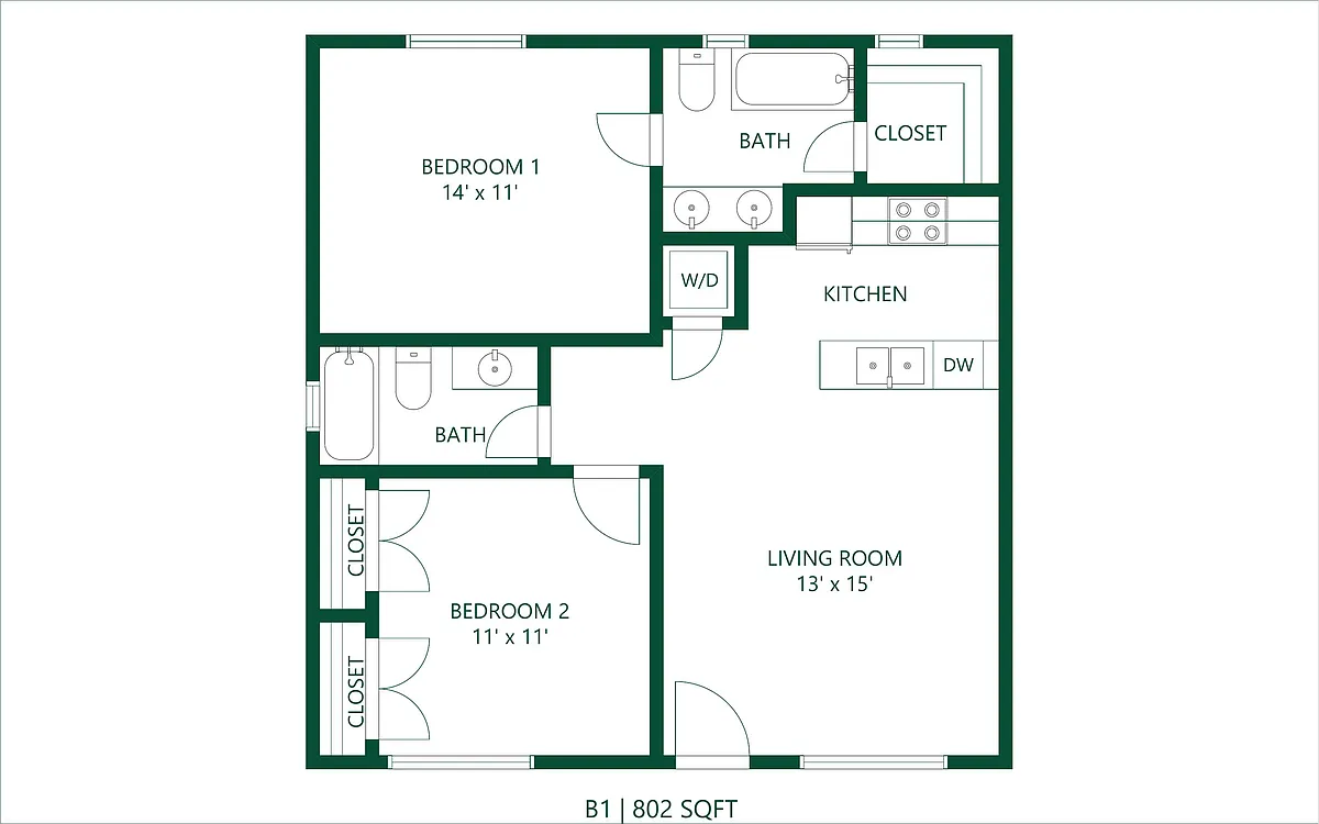 Floor plan 2 bedroom 2 bath