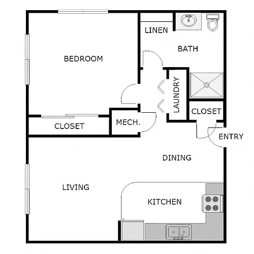 Floor plan 1 Bed 1 Bath
