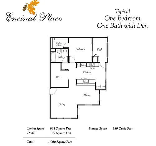 Floor plan 1x1 w Den