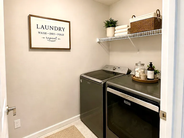 Laundry on second floor with high quality Maytag washer and dryer