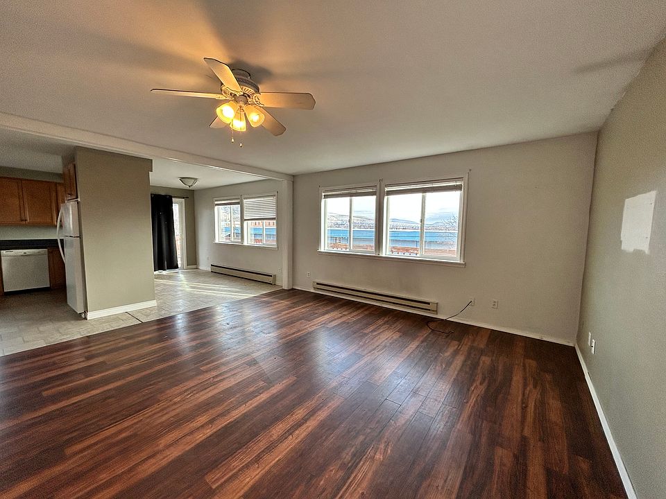 Bright living room with fan