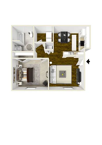Floor plan Serenity | 1x1 | 685 sf