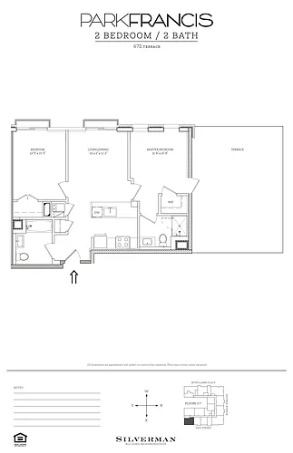 Floor plan Two Bedroom with Oversized Private Terrace 672