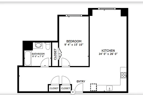 Floor plan 1-Bedroom with Den