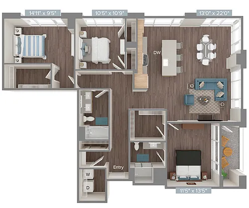 Floor plan C2-D2-1504