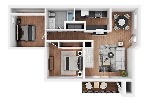 Floor plan 2 Bedroom 1 Bath