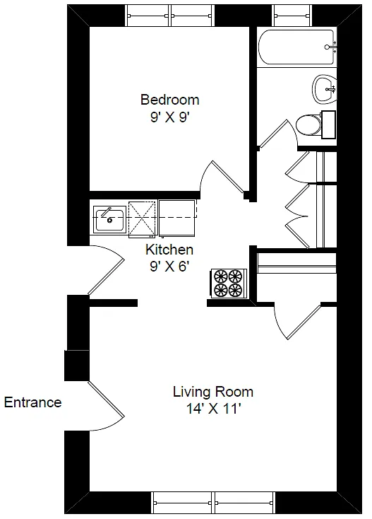 Floor plan Standard One Bedroom