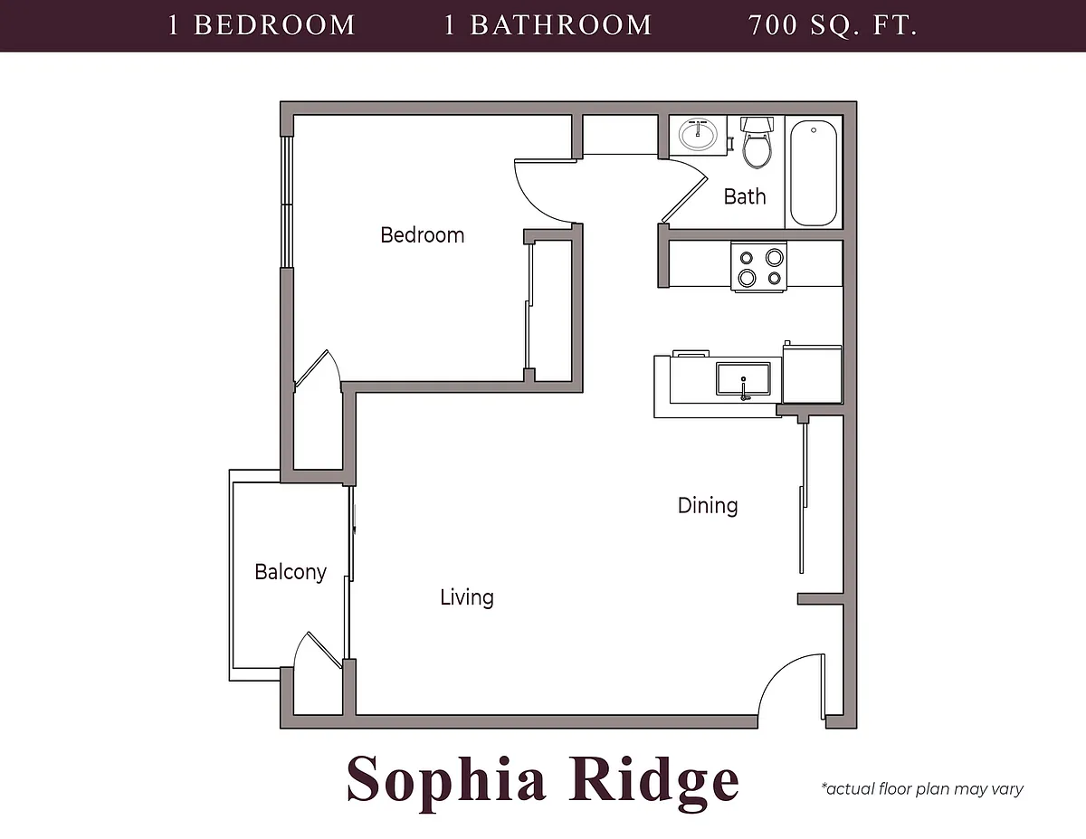 Floor plan 1 Bed 1 Bath