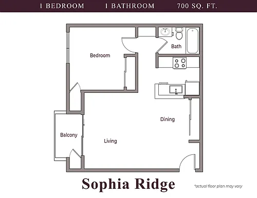 Floor plan 1 Bed 1 Bath