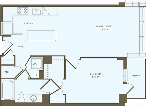 Floor plan 1 Bedroom K