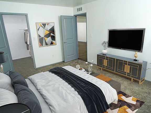 1 or 2-bedroom light-filled Canton apartments -notice the cool grey paneled interior doors.