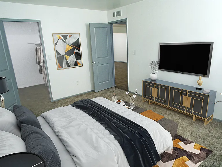1 or 2-bedroom light-filled Canton apartments -notice the cool grey paneled interior doors.