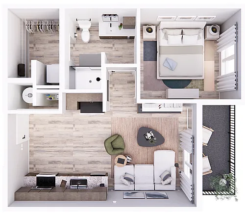 Floor plan South Bank-1C West