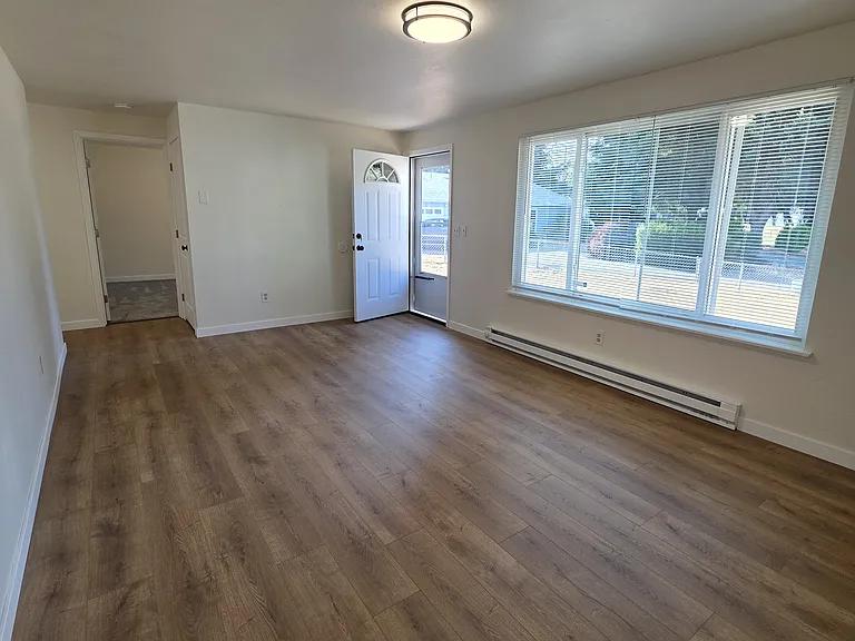 When you first walk in you are greeted by the large living room that offers lots of natural light, new light fixture and LVP flooring.