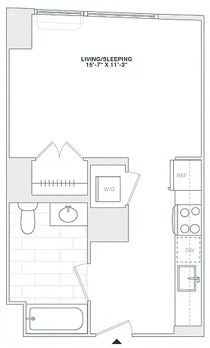 Floor plan STUDIO 1 BATH 422 RSF