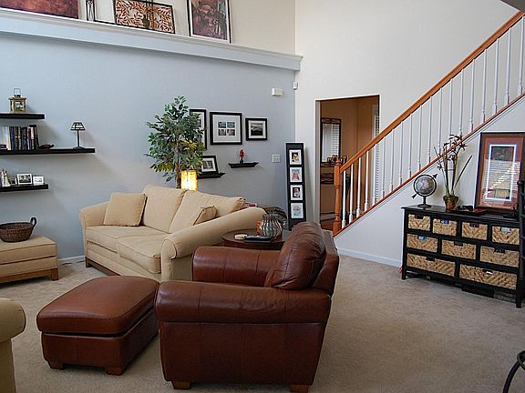 Living room w/ 20 foot ceilings