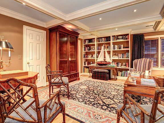 Library with coffered ceilings