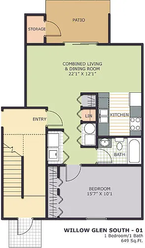Floor plan 1 bedroom lake