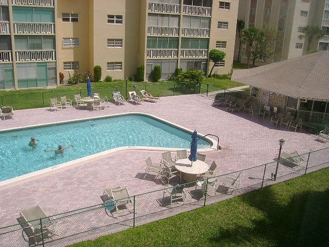 View of pool from balcony