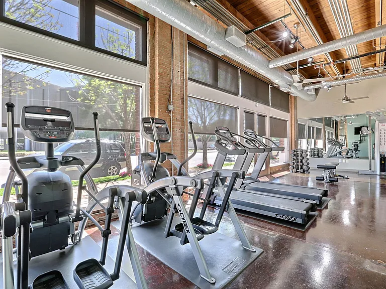 Residents can work up a sweat at the Fitness Center in The Murray or Adam Hats Lofts