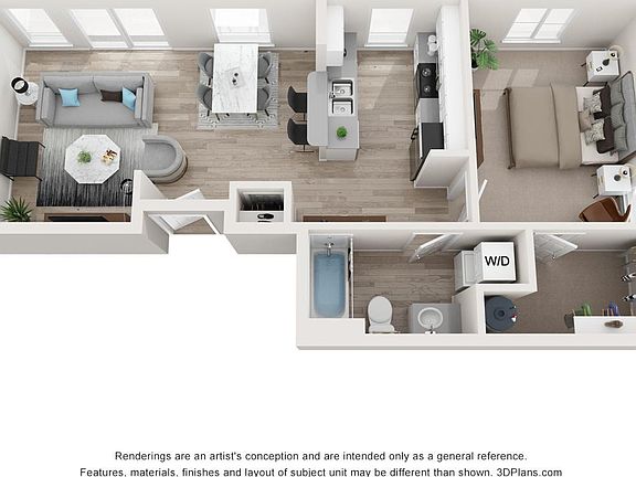 1 bedroom, 1 bath with walk in closet