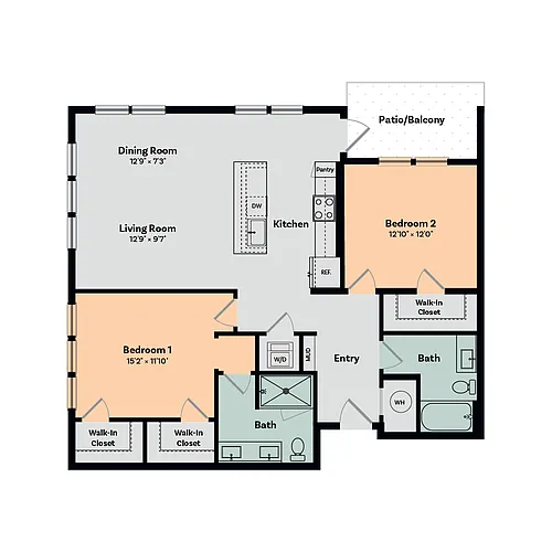Floor plan 2 Bed / 2 Bath