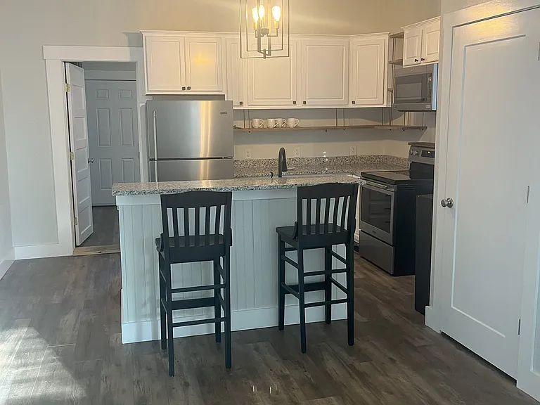 Kitchen and partial of living area.