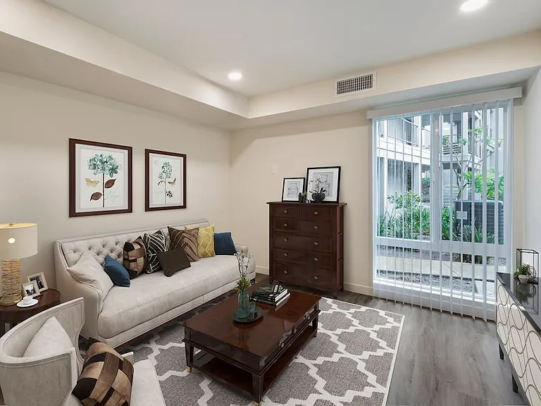 Living room with hard surface flooring