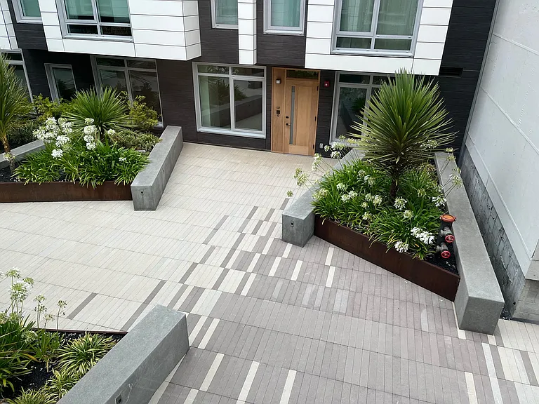 View of interior garden from living room