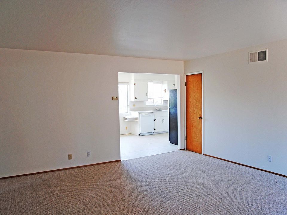 Living room leading to the sunny kitchen.