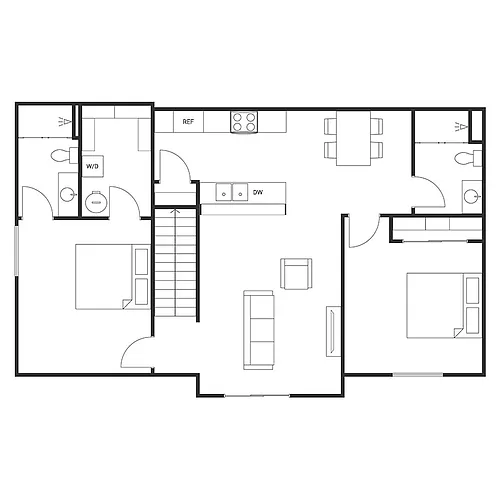 Floor plan 2 BED 2 BATH SPLIT
