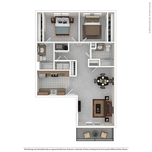 Floor plan Two Bedroom Two Bath