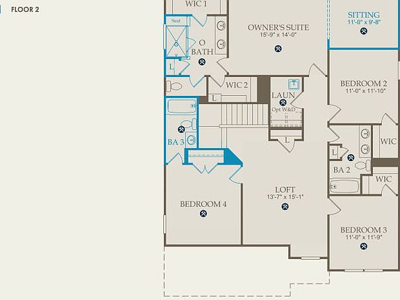 Continental Floor Plan, Quick Move-In Home, Floor 2