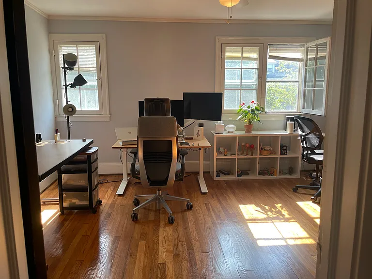 Bedroom that is used as a workspace