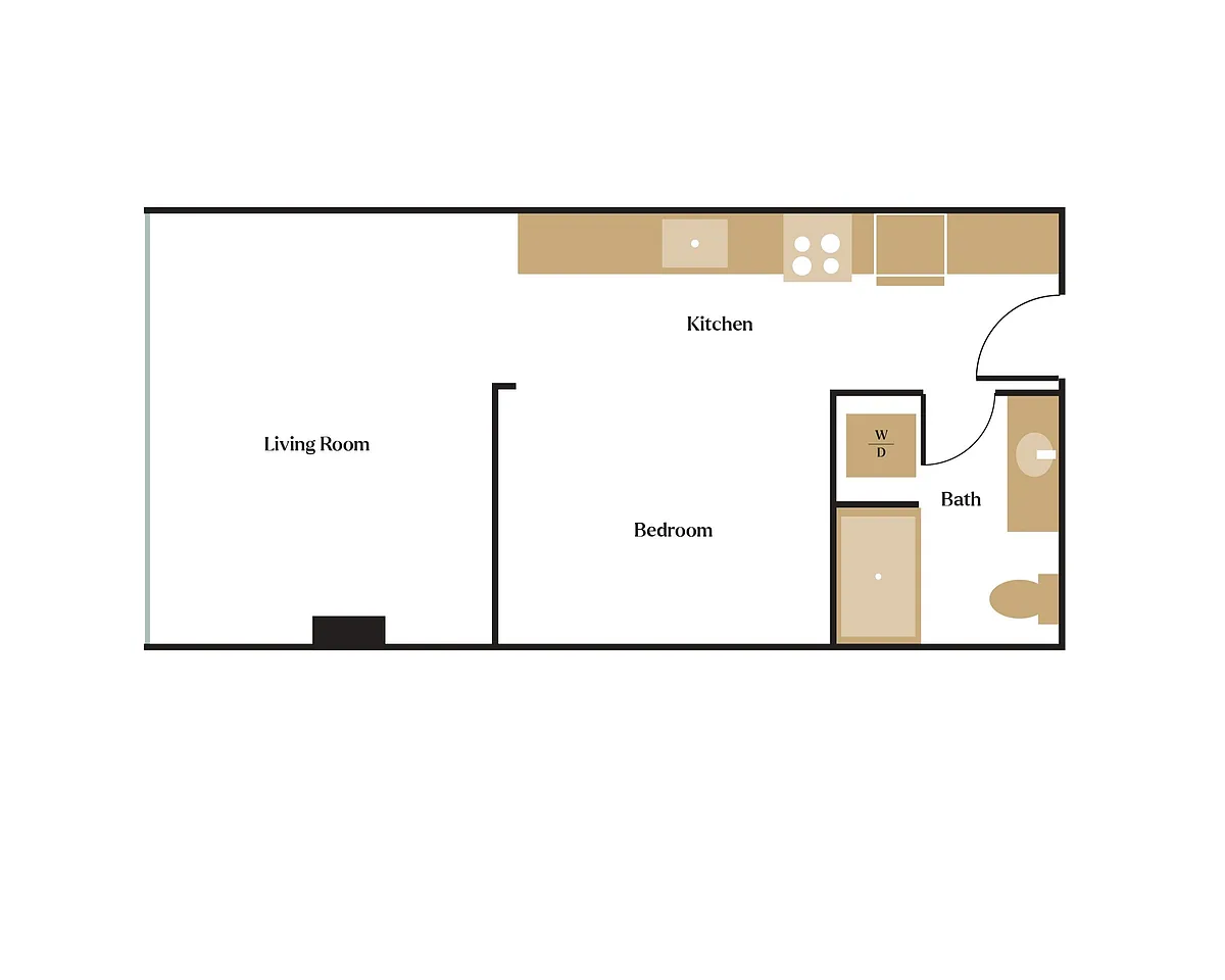 Floor plan 1x1 Open - B3