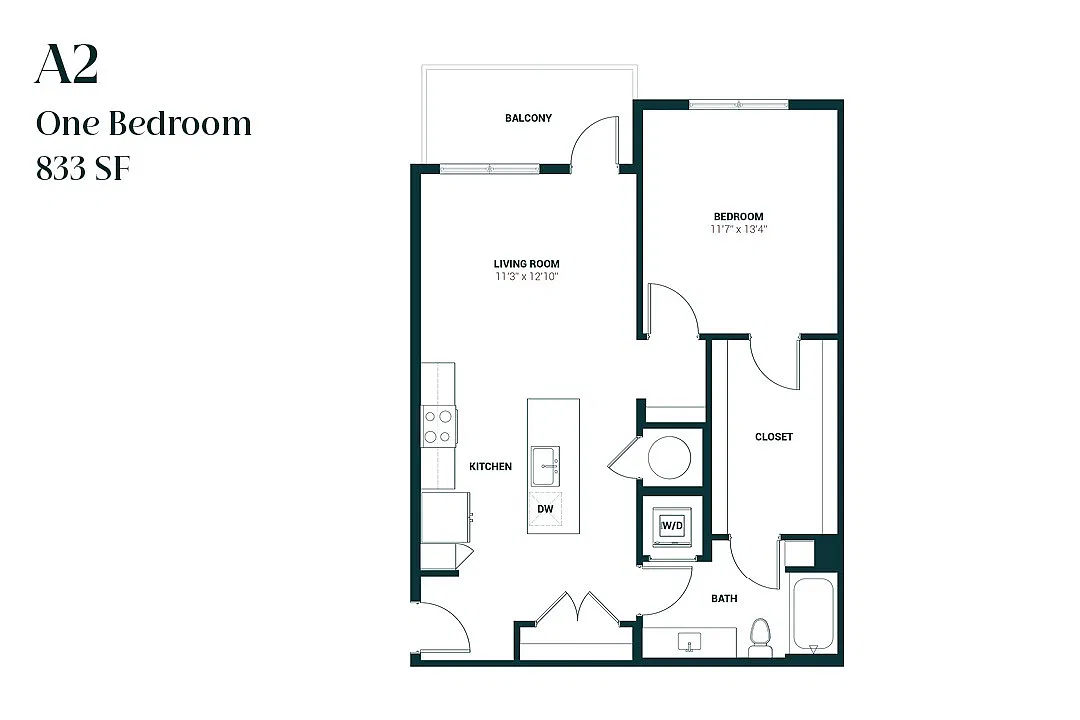Floor plan One Bedroom A2