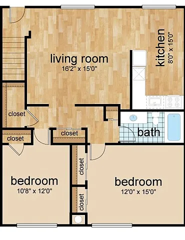 Floor plan 2 Bedroom Upper Floor