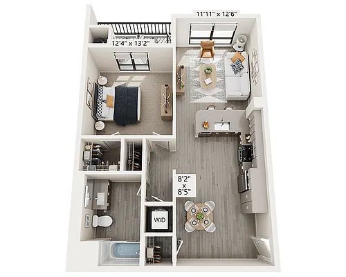 Floor plan One Bedroom A1G