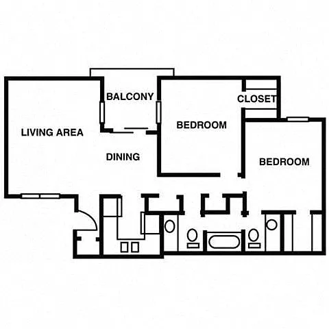 Floor plan Two Bed 1.5 Bath
