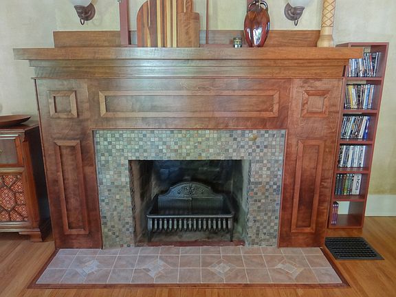 Firepl. w/ custom wood wrap