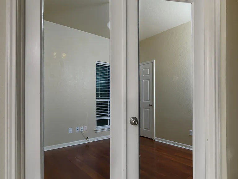 French doors off the living leads to the office.