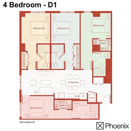 Floor plan 4 Bedroom - D1