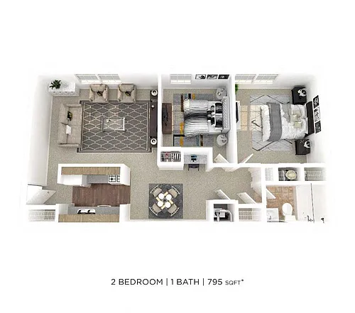 Floor plan Two Bedroom - 795 sqft