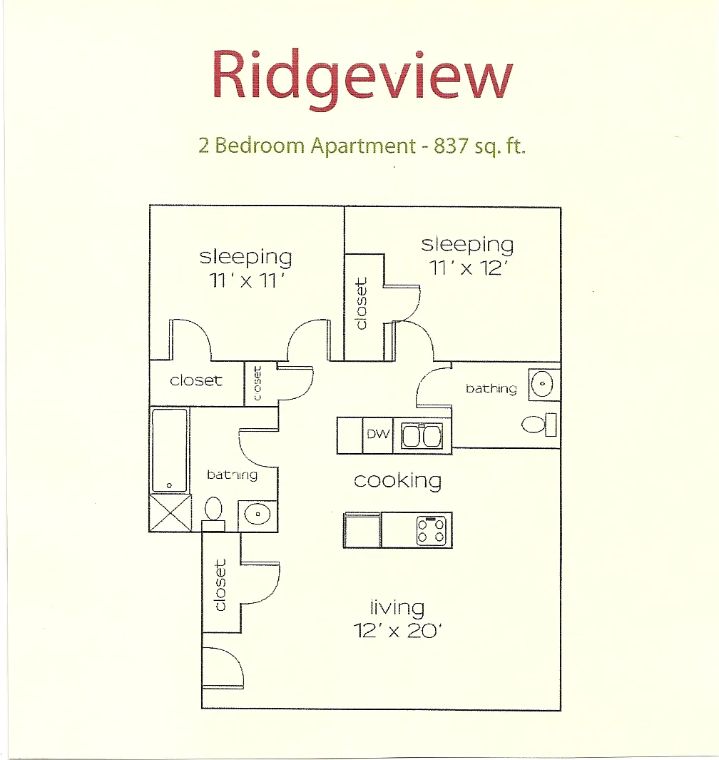 Floor plan 2 Bedroom Stonewood