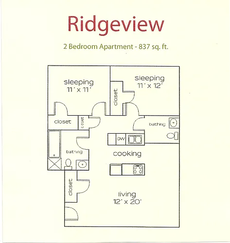 Floor plan 2 Bedroom Ridgeview