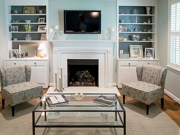 Fireplace and flat screen