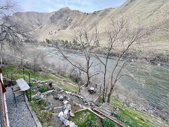 View of the Salmon River from the exclusive upper deck. The lowest river deck is a shared space and you have access to it as well through your private trail.