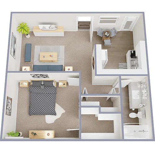 Floor plan 1 Bed 1 Bath - Large