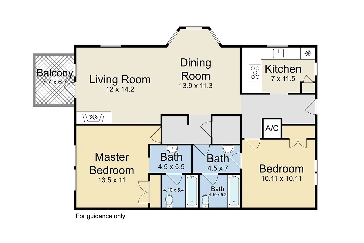 Floor plan Snead: 2 Bed/2 Bath 940 Sq Ft