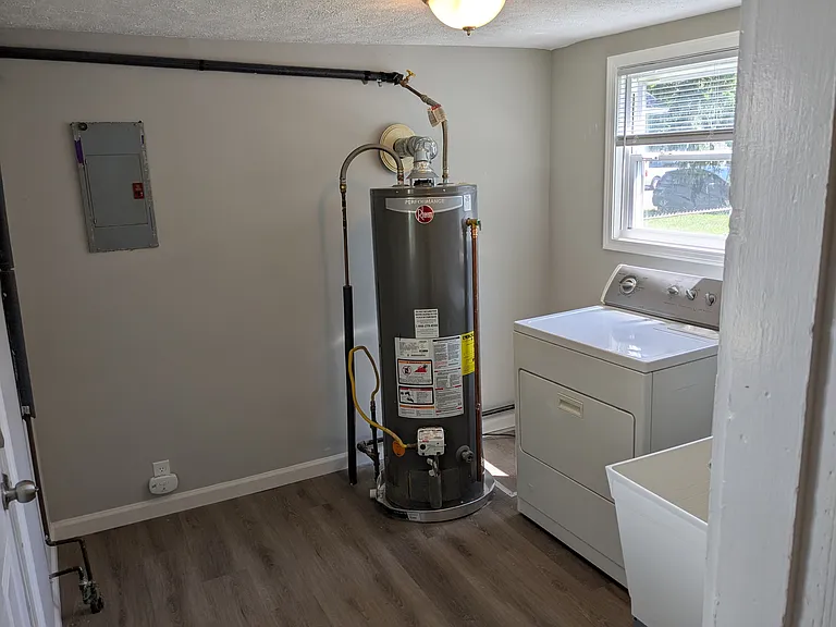 Angled view of laundry room